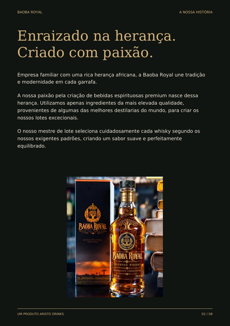 Página do catálogo 2: A nossa história